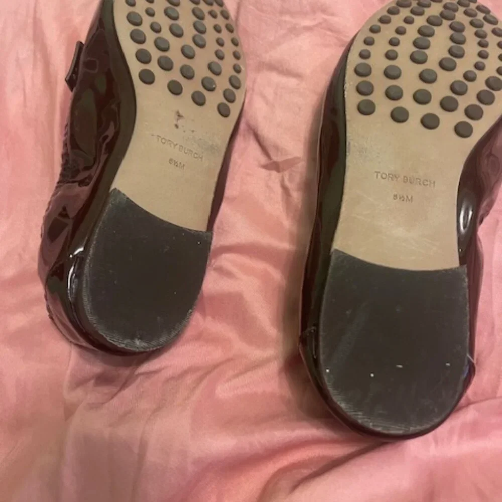 Tory Burch Ballet Loafers Dark Brown Patten Leather - Picture 2 of 2